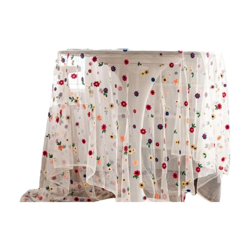 Elegant Lace Embroidery Tablecloth For Dining Table Decoration Polyester Fabric And Easy To Cleaning