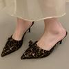 Leopard Pointed Toe Women Slippers Summer High Heels Mules Shoes Dress Pumps Woman Sandals 2025 Slingback Mujer Zapatos