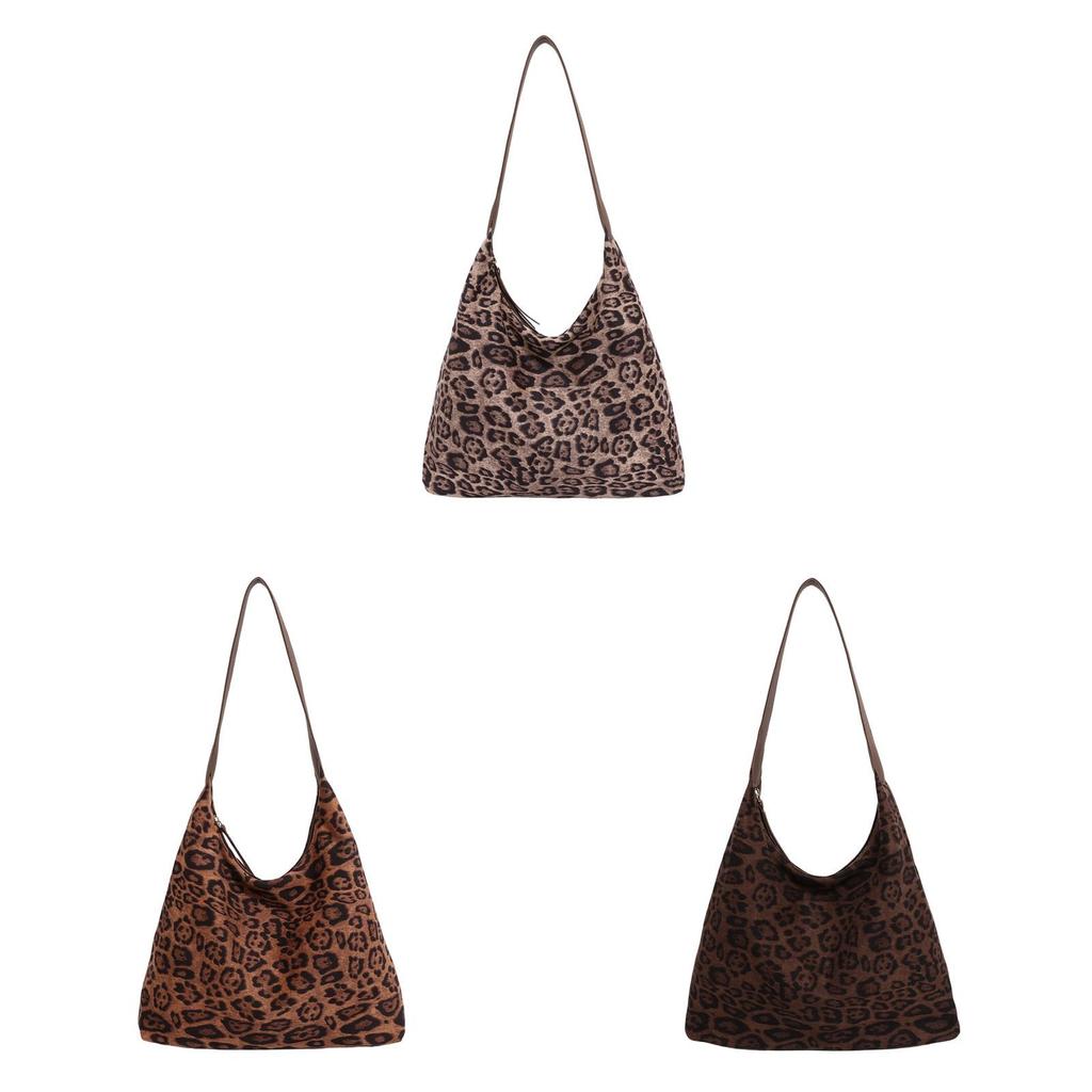 Leopard Pattern Shoulder Bag Women Large Tote With Zipper For Commuting And Travel