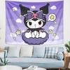 Tapiz Bohemio Kuromi  Decoración de Personajes Sanrio para Sala de Estar y Dormitorio Tela de Fondo Animada