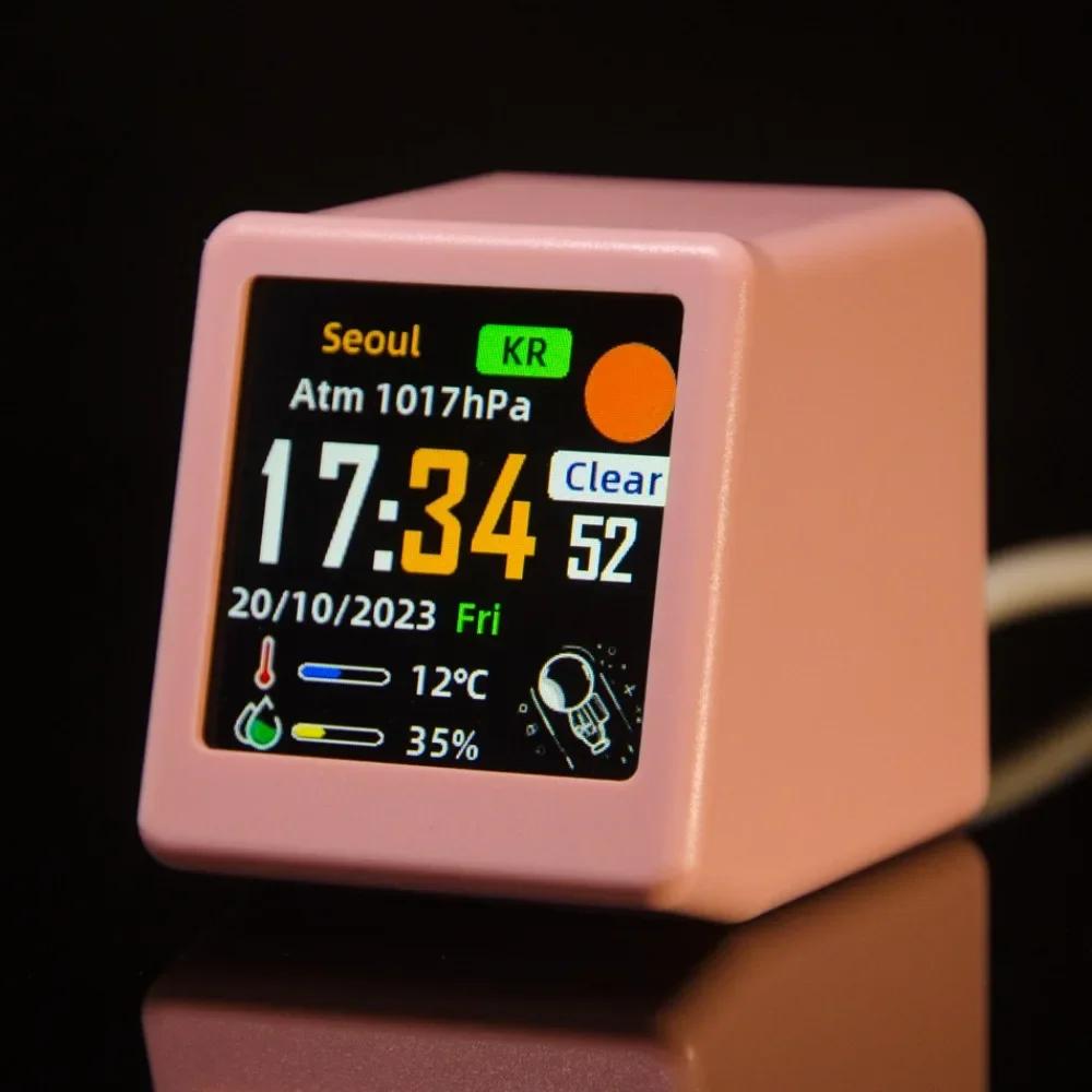 Small Portable Smart Wifi Weather Station Display Weather Temperature Humidity Time Alarm Clock Desktop Decoration Home Decor