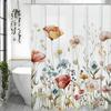 Spring Yumei Flower Floral Shower Curtain, Bathroom Decorative Shower Curtain, Waterproof Shower Curtain with Hooks