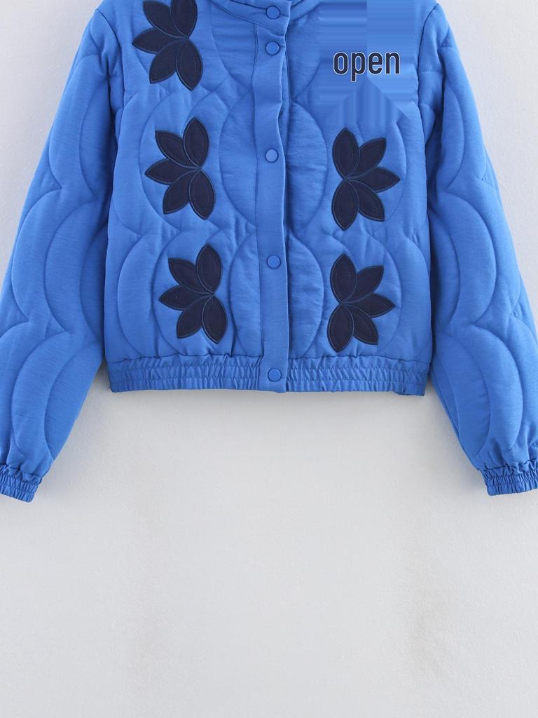 Women's Floral Quilted Embroidered Cotton Jacket - Versatile Casual Fashion (Autumn/Winter 2025) X5067