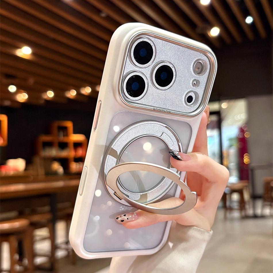 for  Rotating Bracket Transparent Acrylic Case for For Iphone 17 16 Pro Max Ring Holder Stand Acrylic Shockproof Clear Cover iPhone 16