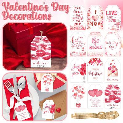 60 Pieces Valentine's Day Gift Gift Props, Pendants, Gift Tags, Heart-shaped Ornaments, Party Supplies