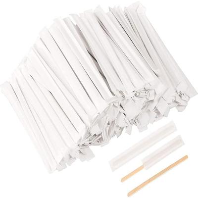 Fd.Gomdm Disposable Wooden Muddlers, 19cm, Pack of 1000, Paper Wrapped, Bag-Style, Coffee Muddlers, Wooden Muddlers, Tea Sticks, Commercial Use,