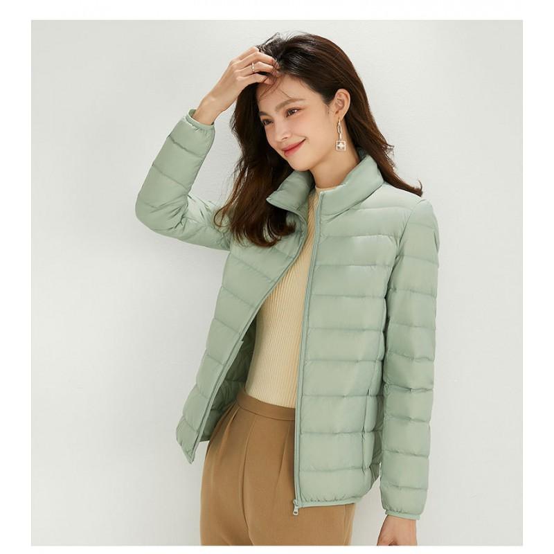 Womens Lightweight Hooded Short Down Jacket 91% White Duck Fill Regular Fit Casual Office Wear