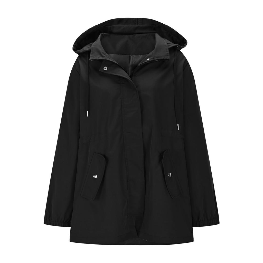 Giacca Donna Impermeabile Antivento Leggera Giacca Antipioggia con Tasche Cappotto Antipioggia Impacchettabile da Donna con Cappuccio