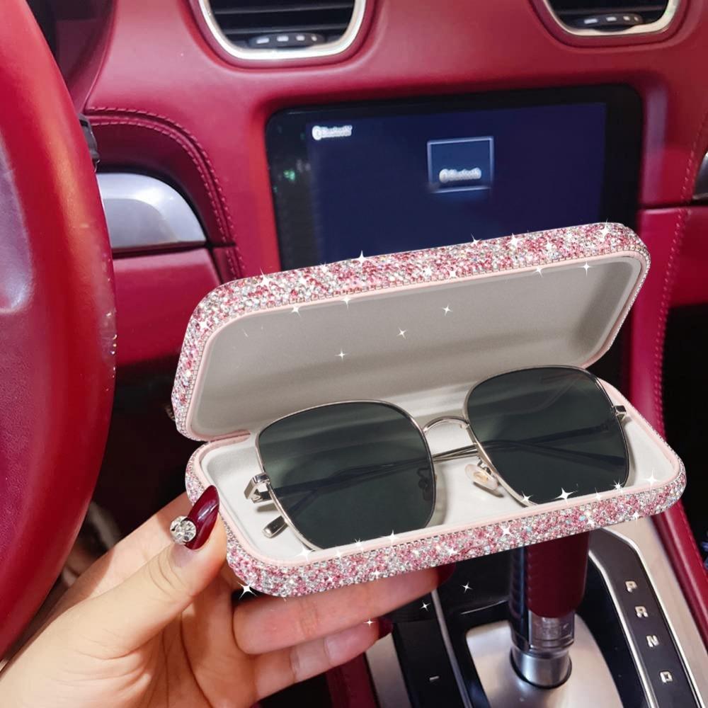 Large Storage Rhinestone Car Glasses Case Eyeglass Case Hard Shell Sunglasses