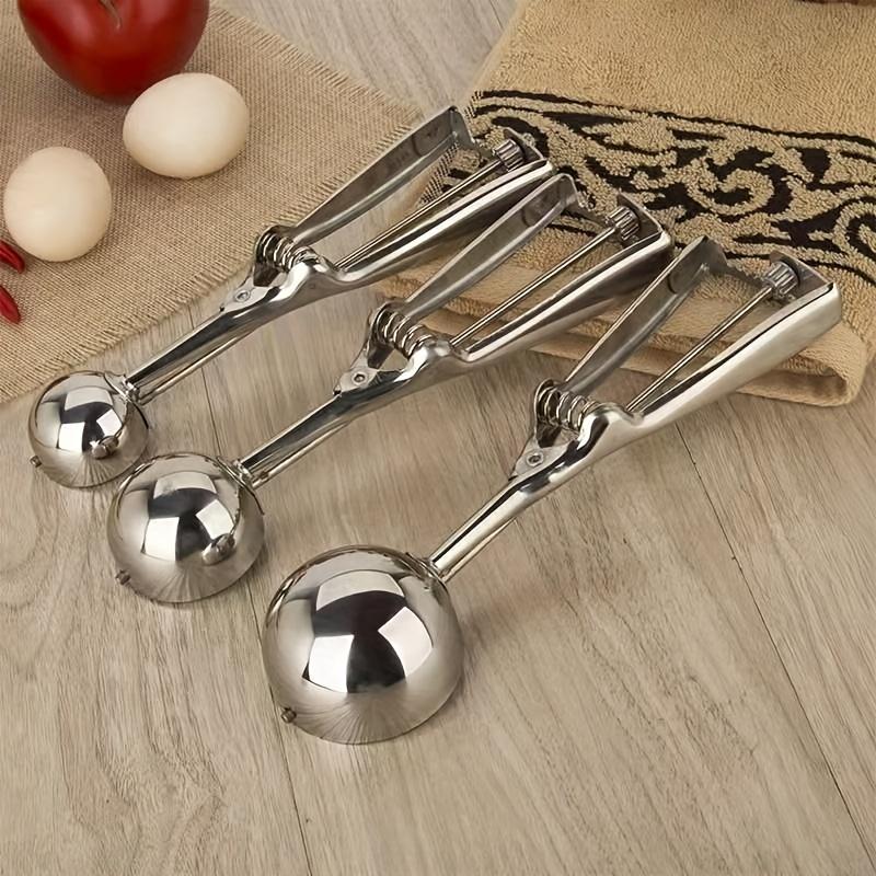 3pc Ice Cream Scoop Stainless Steel,Ice Cream Scooper with Trigger Release,Fruit Cookie Scooper for Baking,Mini Ice Cream Scoops