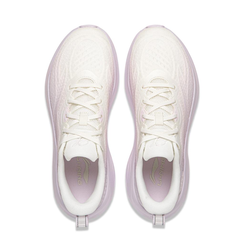 Li Ning Ling Bo V3 Thick Sole Height Increasing Versatile Soft Rebound Running Shoes Women Sneakers White Purple ARSW112-3