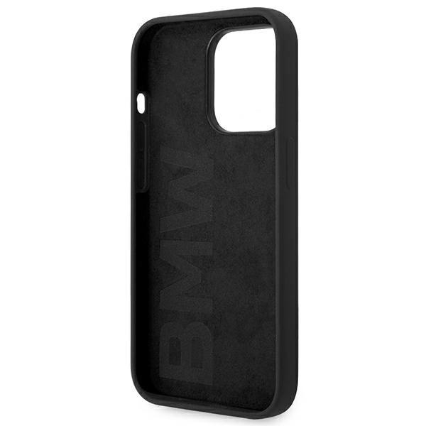 Bmw Bmhcp14Xsilbk Case For Iphone 14 Pro Max - Black Silicone Metal Logo