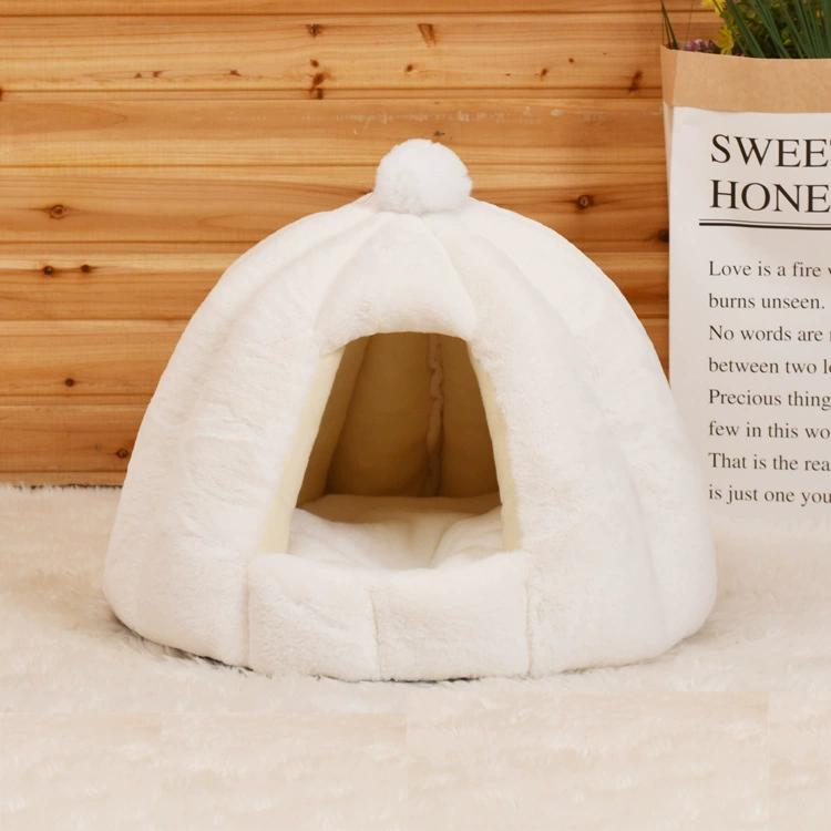 Tiefschlafkomfort im Winter Katzenbett Kleine Matte Korb für Katzenhaus Halbgeschlossenes Haustierzelt Gemütliche Höhle Katzenbetten Indoor
