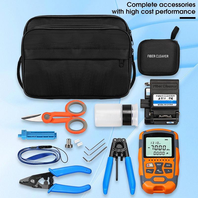 15km -70~+ 10dbm Visual Fault Locator Tester FTTH Fiber Optic Tool Kit with Fiber Cleaver All In One Optical Power Meter