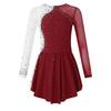 Girls' Ice Skating Leotard Dress Kids Long Sleeve Shiny Rhinestone Ballet Gymnastics Dance Clothes