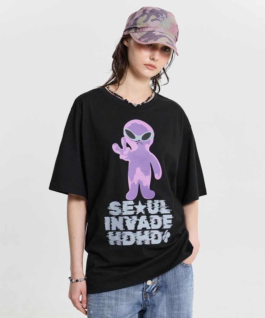 HOODHOOD Alien Invasion Short Sleeve T-Shirt Black