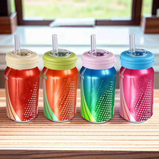 Soda Can Lids with Straw Tight Seal Reusable Can Covers BPA-Free Can Cap