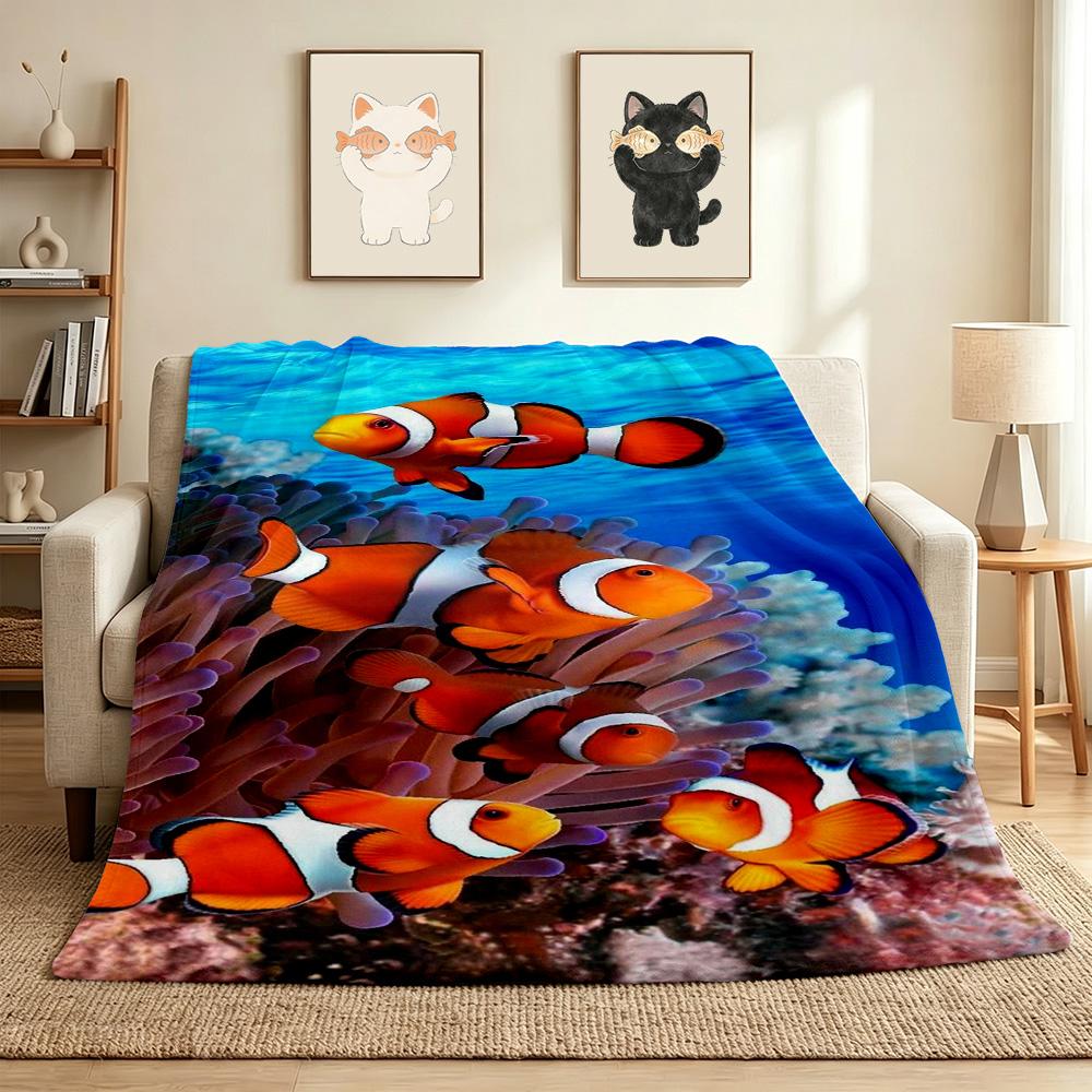 Clownfish Coral Flannel Blanket Throw Blanket Soft Warm Sofa Bed Camping Car home Decor Unique Christmas Gift C9301839