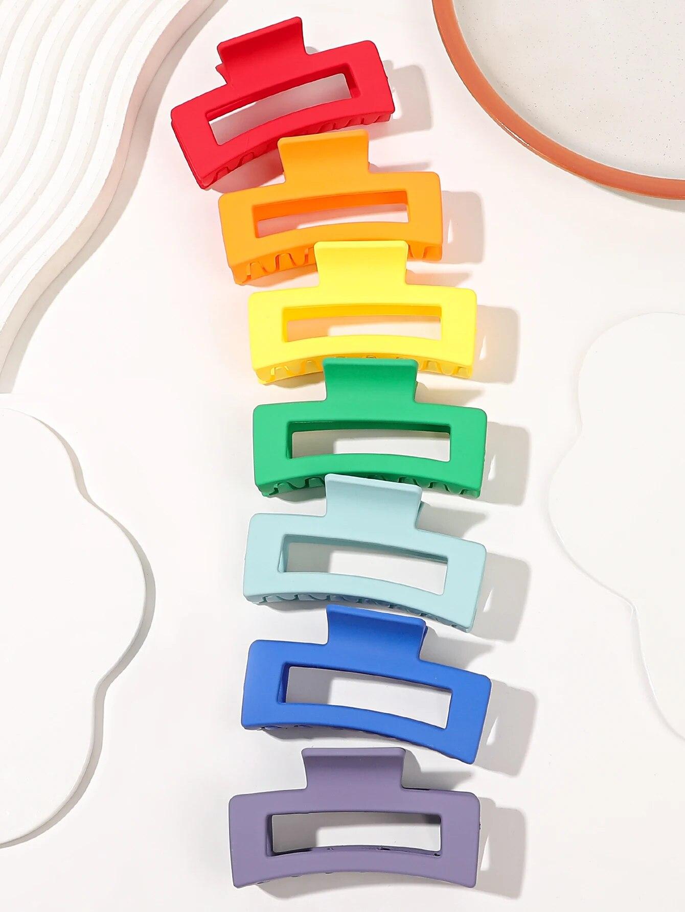 

7 шт. Большие зажимы для волос 3,4 дюйма, нескользящие, большие, квадратные, матовые, для женщин и девочек, сильная фиксация, зажимы-бананы для густых тонких волос All yards