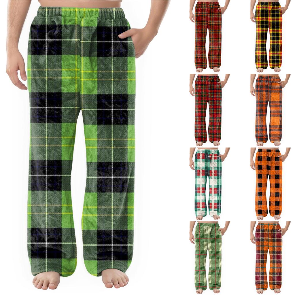 Herren Flanell Taschen Freizeithose, Bedruckte Taschen Freizeithose, Schlafhose für Zuhause