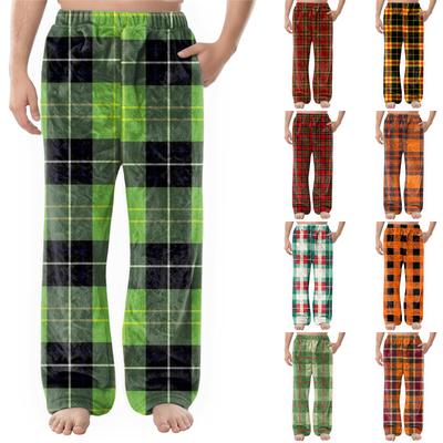Herren Flanell Taschen Freizeithose, Bedruckte Taschen Freizeithose, Schlafhose für Zuhause