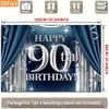 2D 90. Geburtstag Fotografie Hintergrund Marineblau Silber Vorhang und Glitzer Party Hintergrund