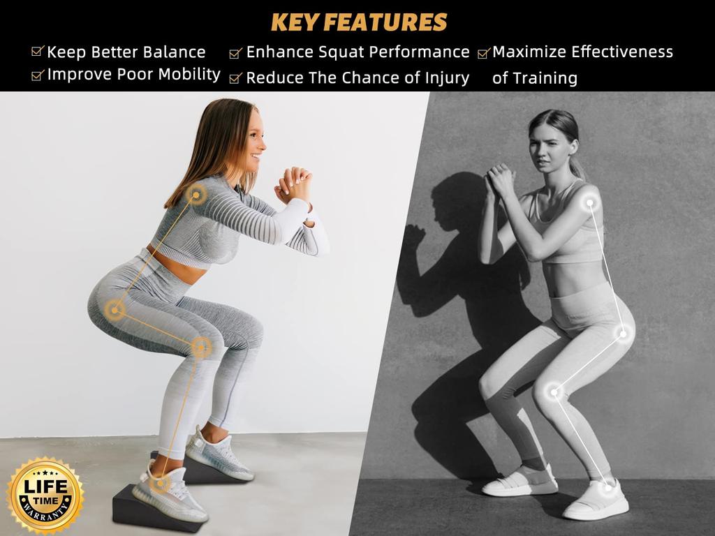 HarderWill 5 in 1 Yoga Foam Wedge Blocks Calf Raise Yoga Knee Pad Calf Yoga Wrist Push Heel Squat Wedge with Gym Bag (Pair), Block, Set, Stretcher,