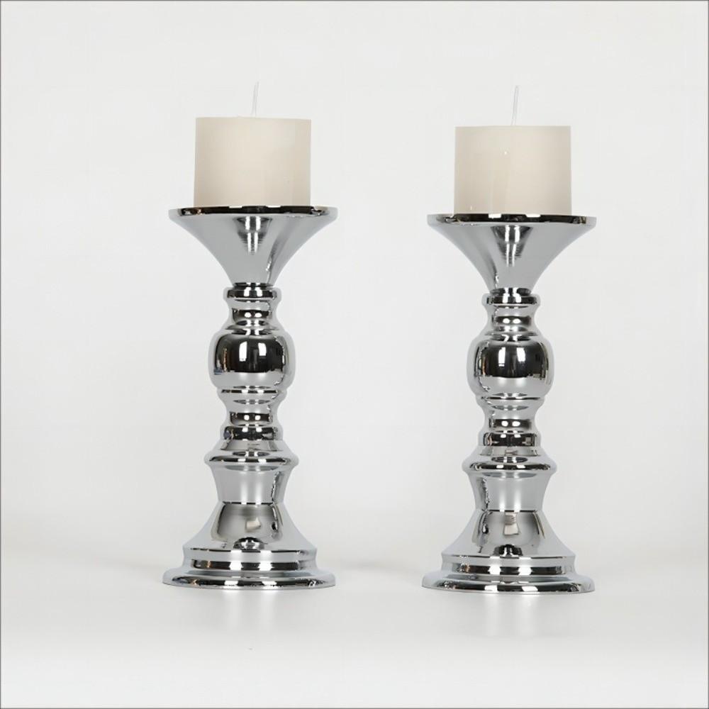 1/2Pcs Pillar Tabletop Candle Holders Vintage Elegant Metal Candlestick Holder Wedding Centerpieces Decoration