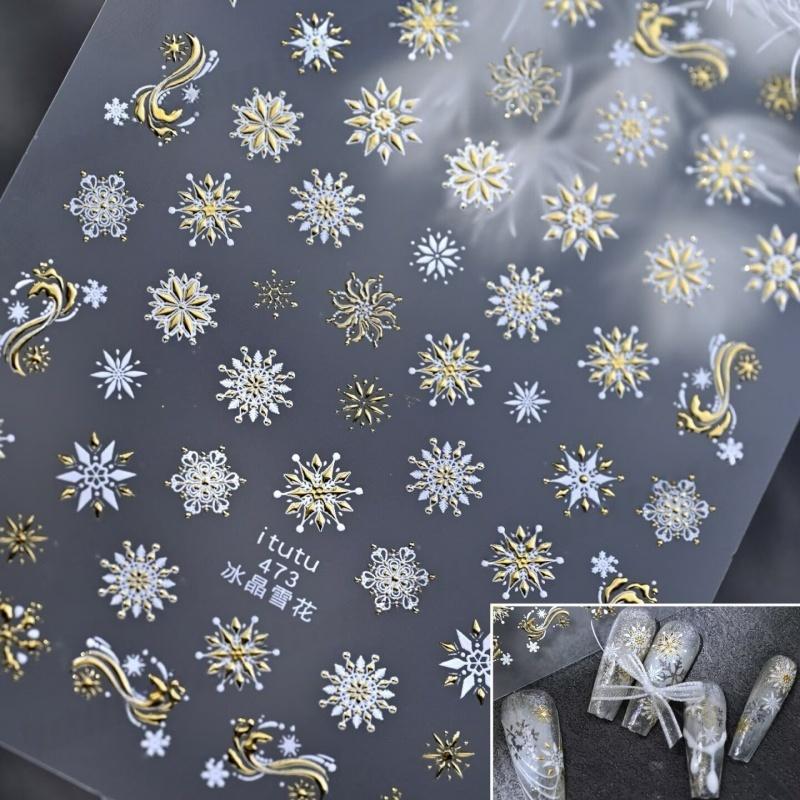 Изысканные рождественские снежинки шарики наклейки для нейл-арта DIY украшение для нейл-арта нейл-аксессуары год маникюрные наклейки