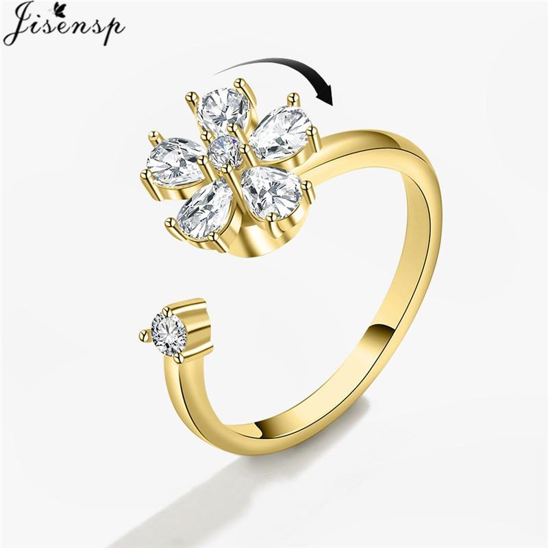 Luxury Anxiety Ring Fidget Spinner Ring for Women Crystal Flower Butterfly Animal Finger Ring Rotate Anti Stress Wedding Jewerly