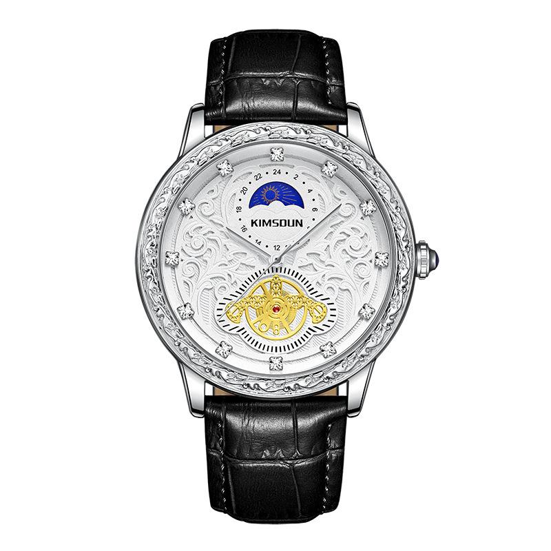 KIMSDUN Watch Men's Top Brand Luxury Clock Carved Month High-end Men's Waterproof Quartz