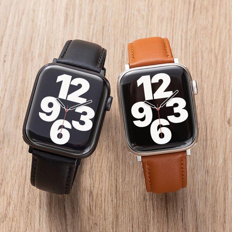 Genuine Leather Strap for Apple Watch S10- First Layer Cowhide Watch Strap Square Tail Durable Business for