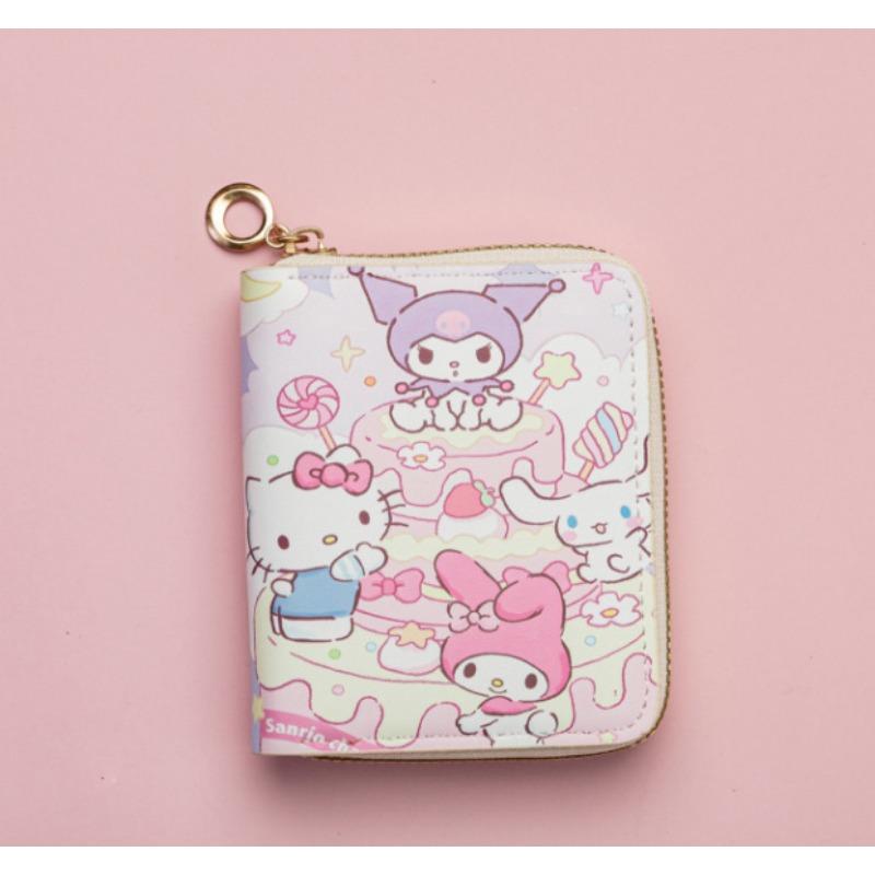 Короткий женский мультяшный кошелек Hello Kitty Милый студенческий кошелек с принтом для мелочи Tide Sanrio 11852cm 1590₽