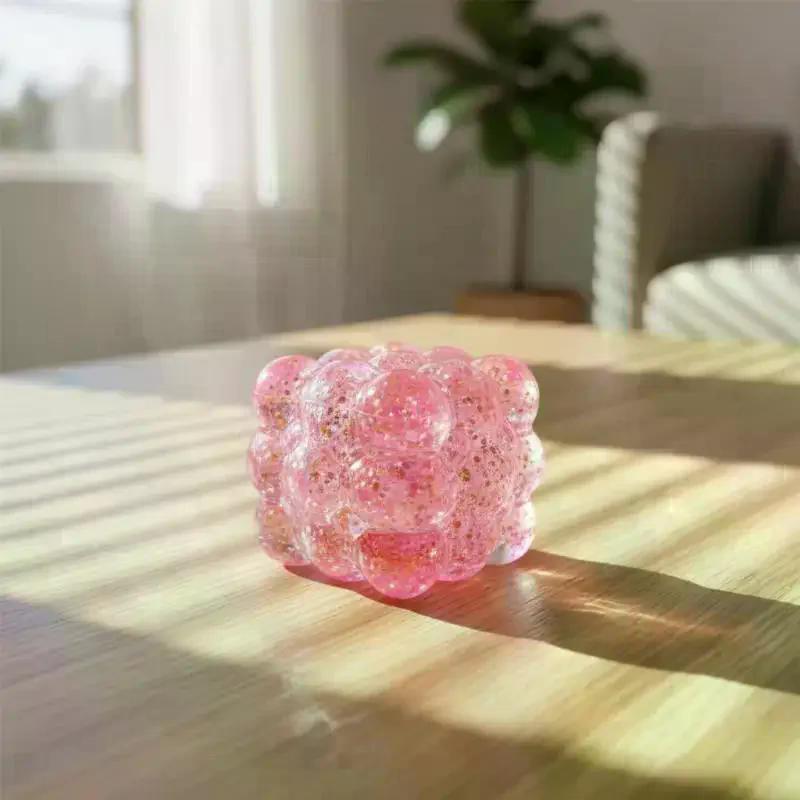 Maltose Pressure Relief Squeeze Toy 1Pcs Shining Cube Colored Soft Ball Suitable For All Age Group Daily Relax