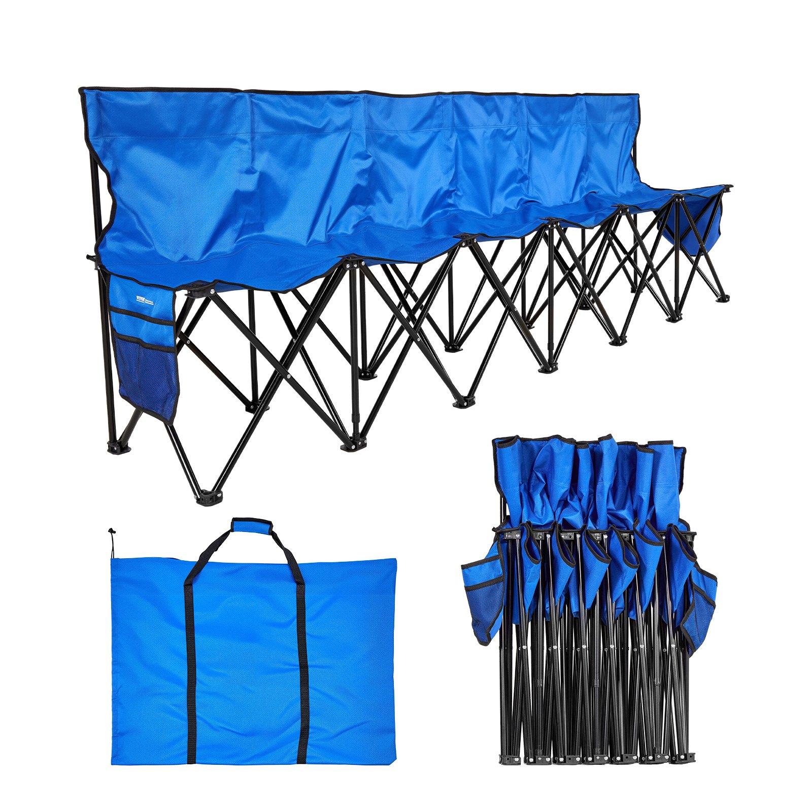 VEVOR Tragbare Klappbank, 6-Sitzer klappbare Fußballbank mit Seitentaschen und Tragetasche 240 x 45 x 82 cm
