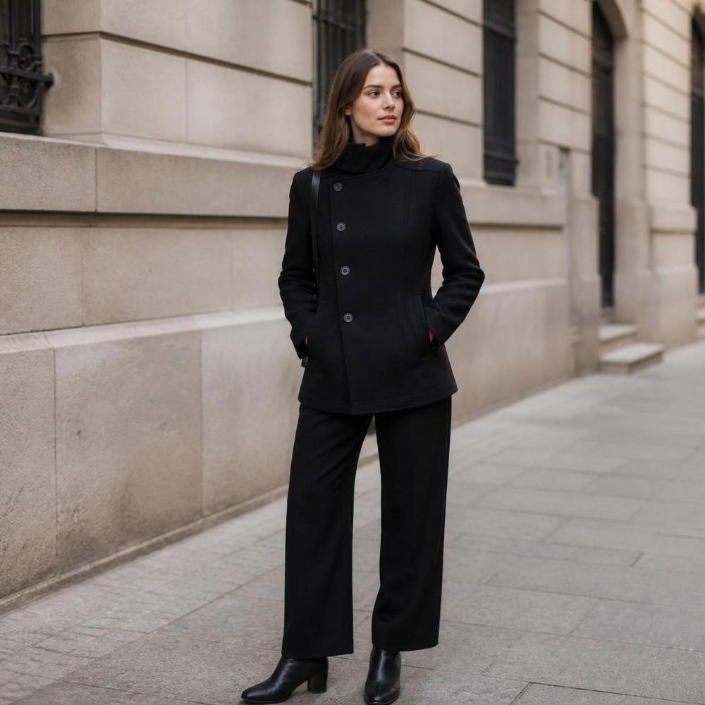 Stehkragen Dicker Mantel Einfarbiger Übermantel Mode Lässige Jacken Street Style