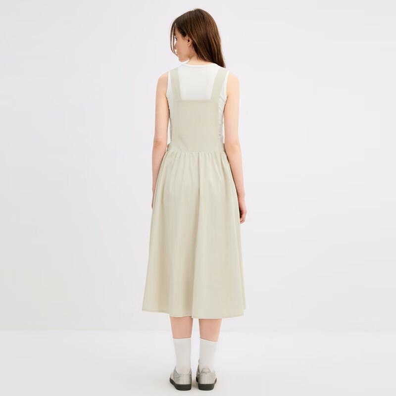 Ledin Preppy Style Rivet Pocket Pinafore Long Dress