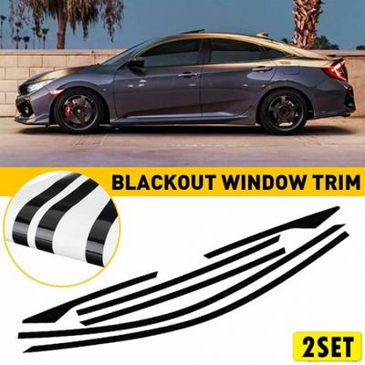 2 set Kromborttagning för Överlägg Svartgöring 2016-21 Honda Sedan Civic Fönsterlist BL