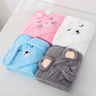 Korallenfleece Kinder Poncho Handtuch Neugeborenen Bade Wickeltuch Handtuch Niedliches Cartoon Umhang Bademantel