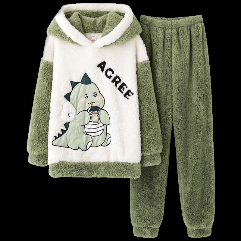 Shenbaolai Winter Thickened Coral Fleece Couple's Pajamas