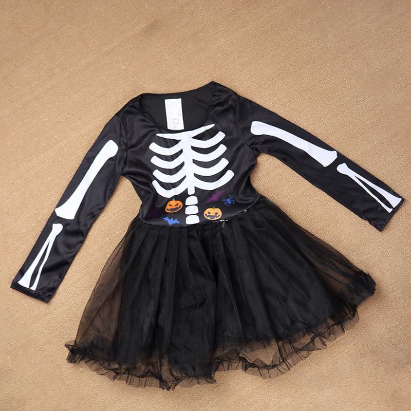 Halloween Costumes Kids Girls Demon Skeleton Clothes Skeleton Death Costume Party Dress Up