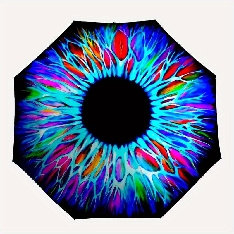 

1pc Psychedelic Eye Print Automatic Open/close Folding Umbrella, Compact Portable Travel Umbrella, Durable Construction yy250809121