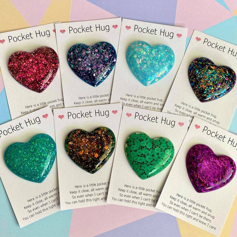 Pocket Heart Glass Hug Love Heart Mini Pocket Hug Ornament with Greeting Card Cute Gift
