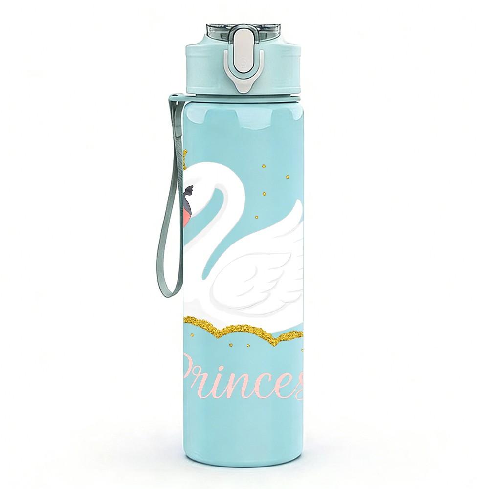 1PC Swan Princess Soft Art 750ml Color Plastic Sports Water Bottle Leakproof Flip Straw Lid Suitable for Sports Office Home Use