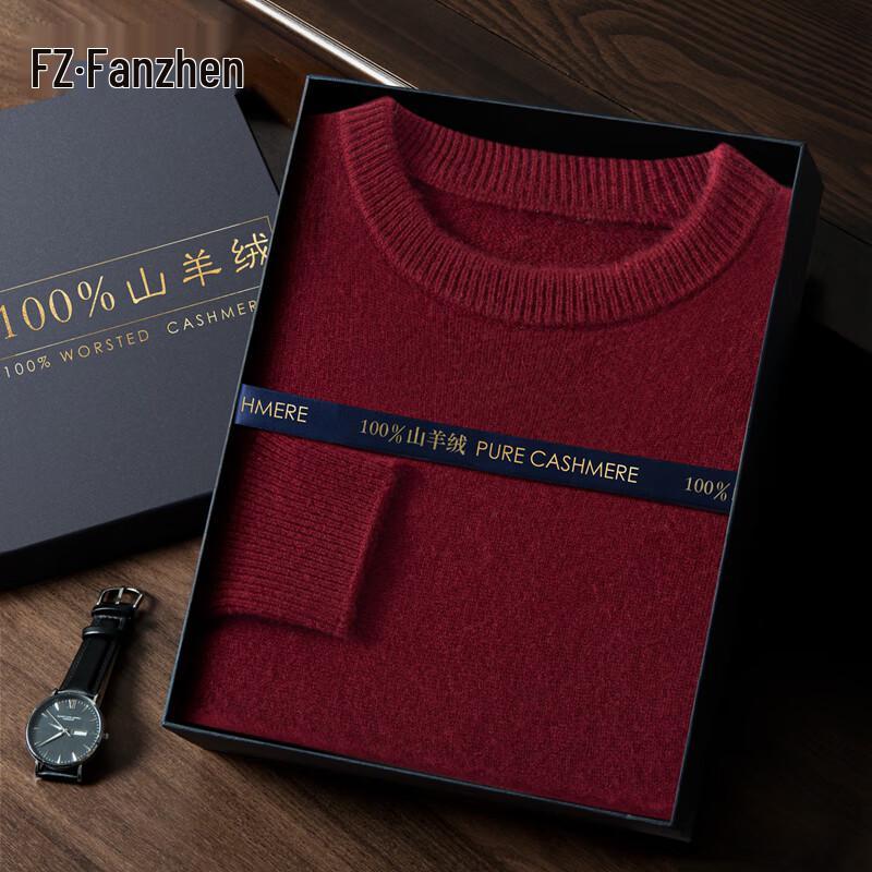 Fanzhen Men's 100% Pure Cashmere Round Neck Sweater