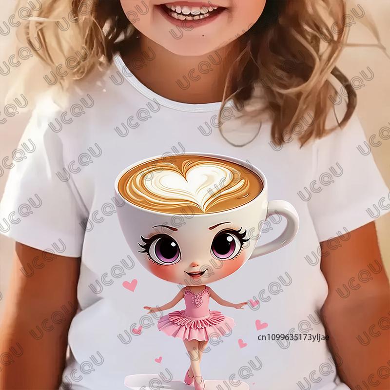 Cappuccina Funnu Meme Cerebrale Italiano Cotone Maglietta Bambini Estate Manica Corta T-shirt Ragazzi e Ragazze Abbigliamento Top Casual per Bambini