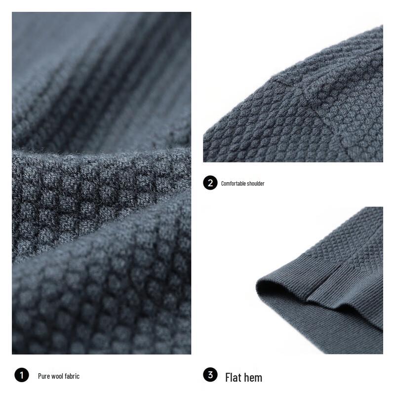 Qipilàng Men's Pure Wool Pineapple Knit Sweater