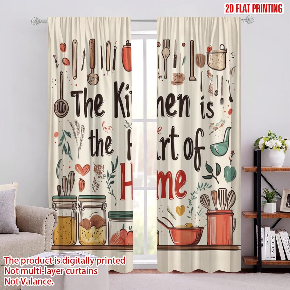 

2pcs,2D plane printing Creative Curtains Kitchen Heartbeat Versatile Polyester (without rod) Room Decor Use for Living Room & 52.50 × 116.00 cm 2 pcs