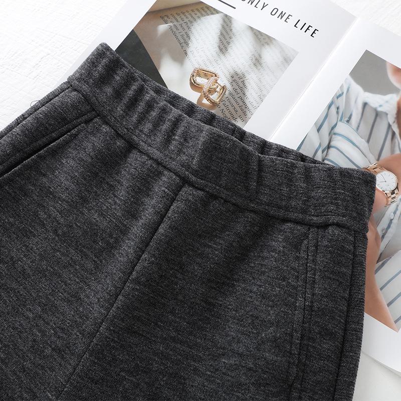 Women's Gray Woolen High-Waist Scimitar Pants - 2024 Autumn/Winter Collection