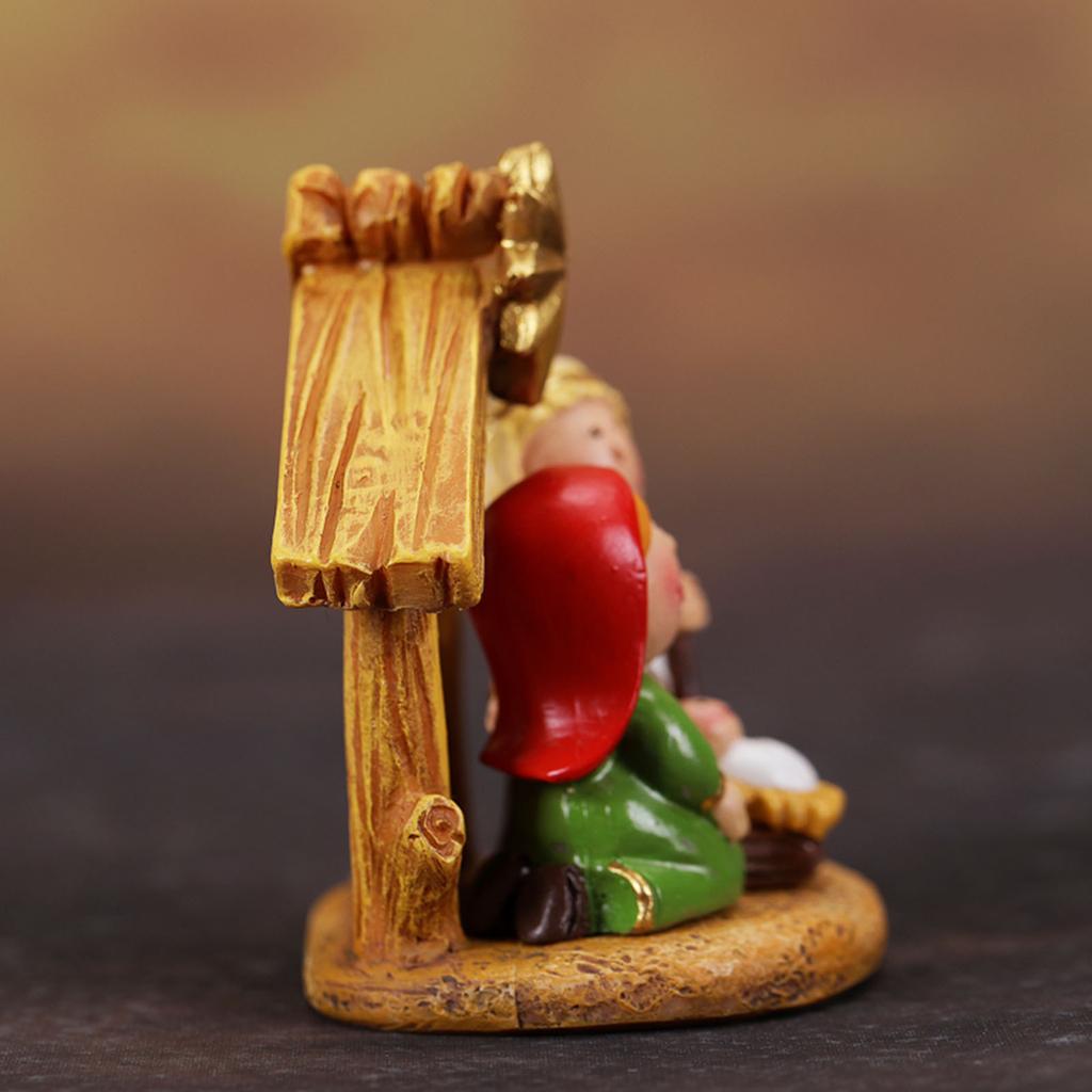 Cartoon Nativity Scene Resins Miniature Statues Tabletop Decors Christmas Figurines For Holiday Display Ornament Gift